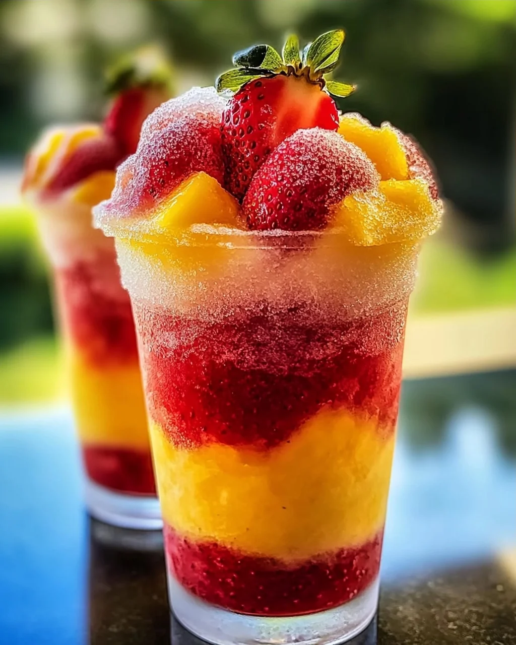 Ananas Erdbeer Swirl Slushies für heiße Sommertage