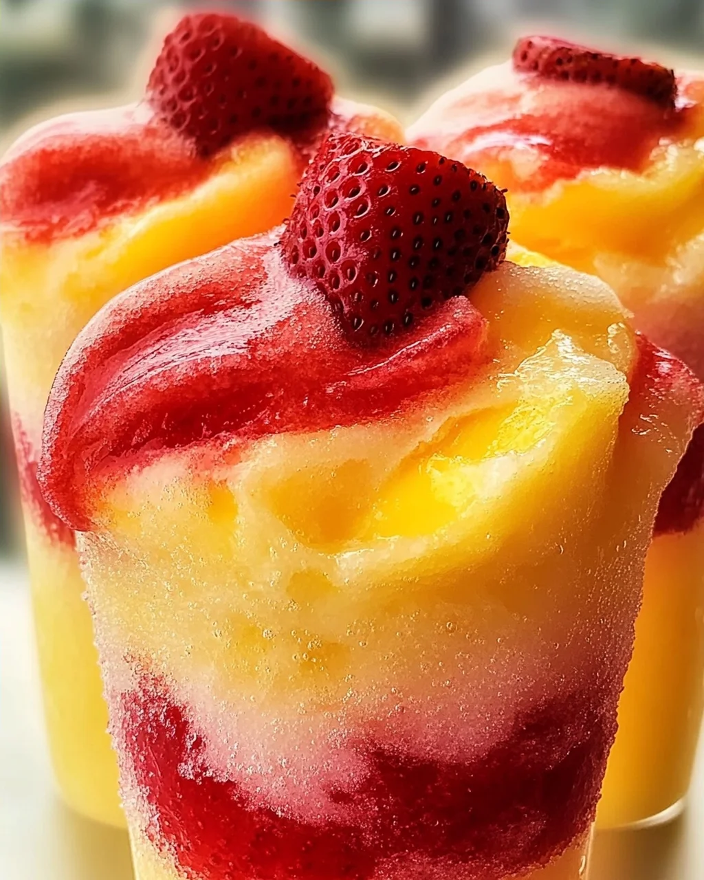 Ananas Erdbeer Swirl Slushies für heiße Sommertage