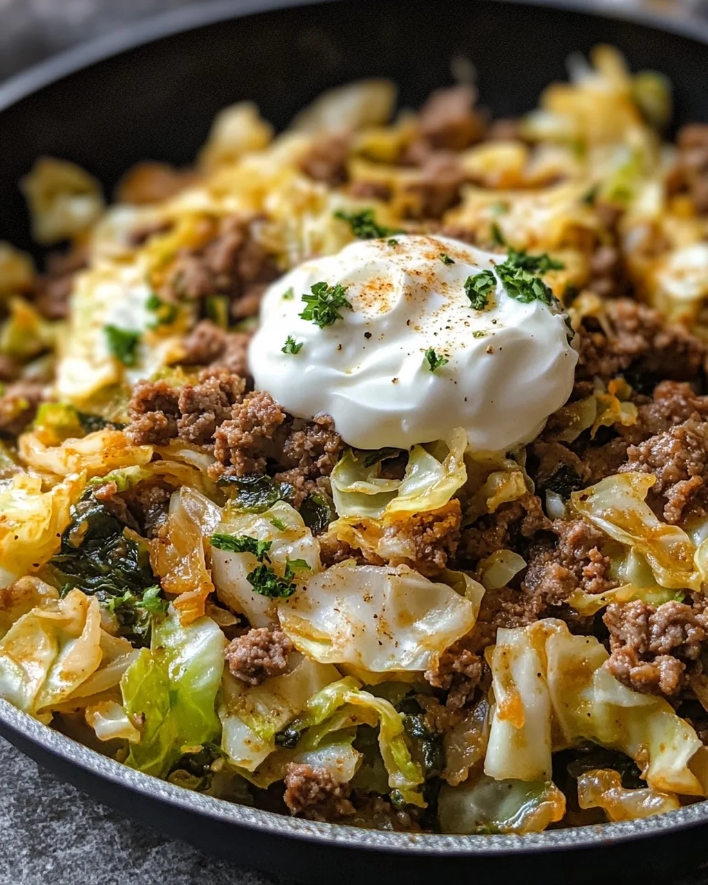 Bombastische Spitzkohl-Hackfleisch-Pfanne
