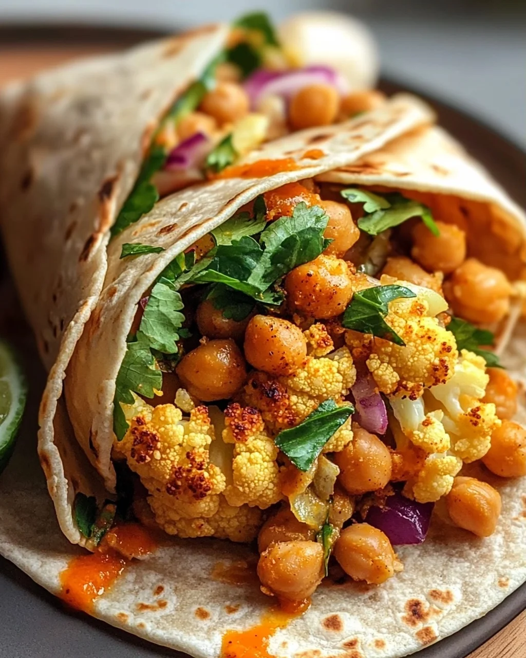 Chili Limetten Kichererbsen Blumenkohl Wrap – Gesund & Lecker!