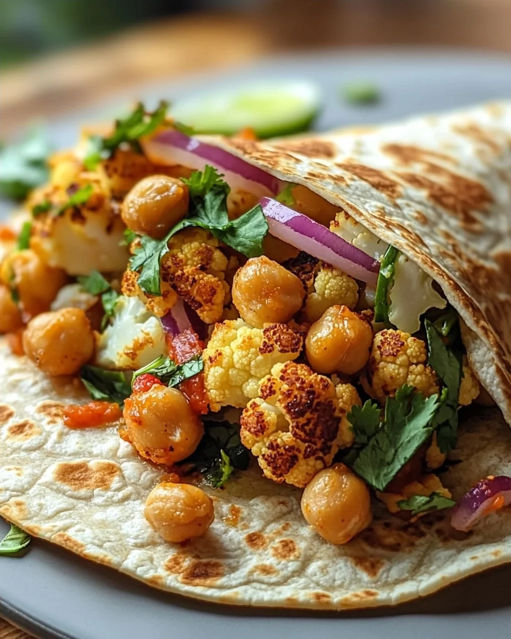 Chili Limetten Kichererbsen Blumenkohl Wrap – Gesund & Lecker!