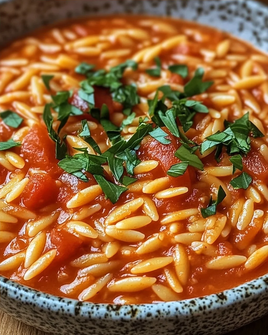 Creamy Vegan Tomato Orzo mit Kokosmilch