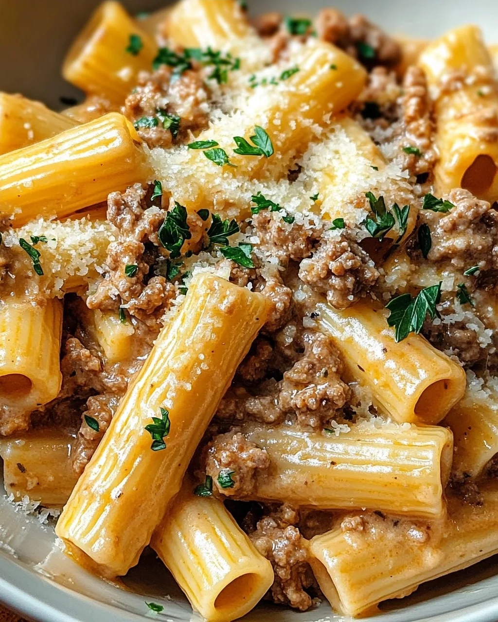 Cremige Parmesan-Rinder-Rigatoni: Herzhaft, schnell & unwiderstehlich!