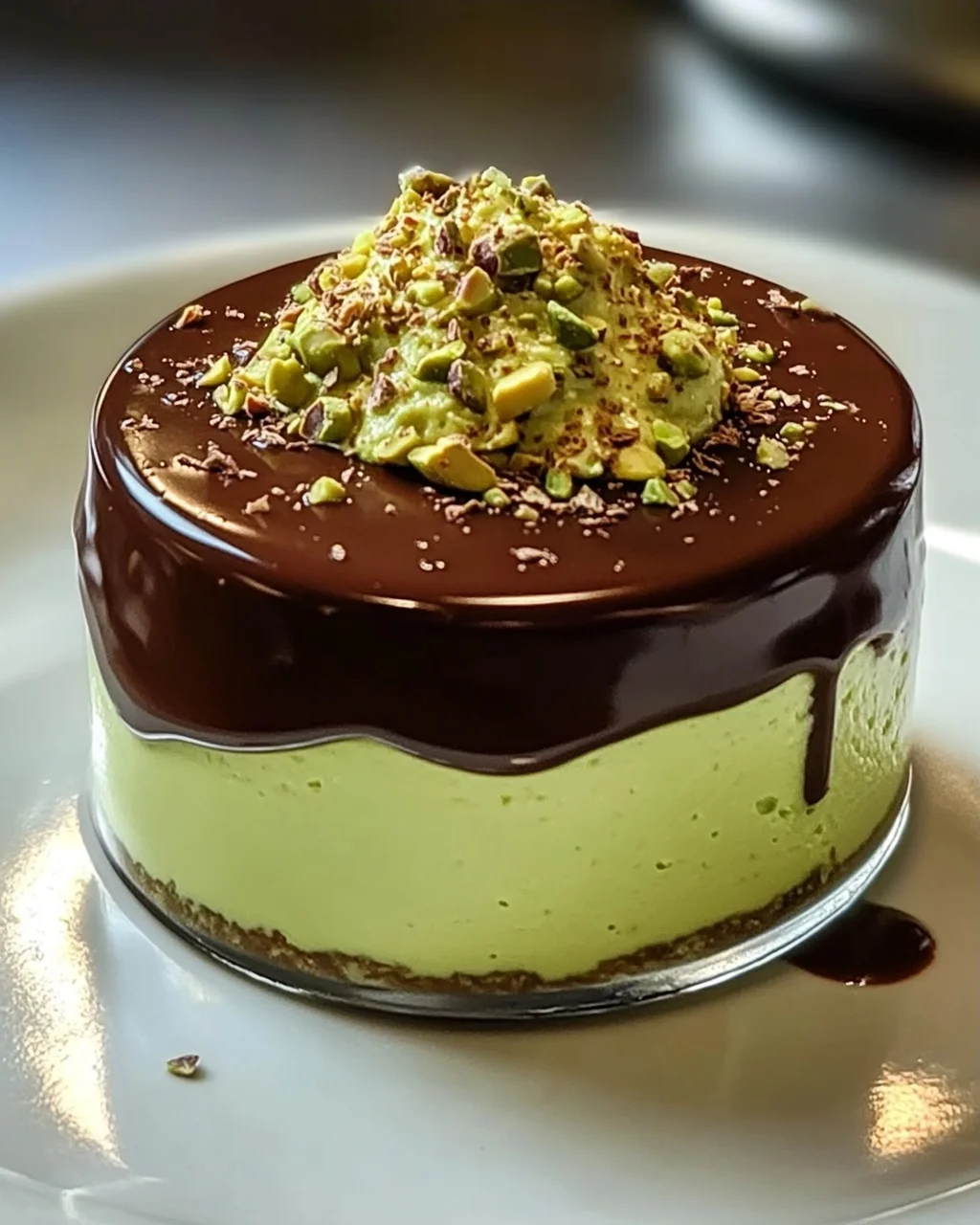 Cremiges Pistazienmousse mit Schokoladenganache Rezept