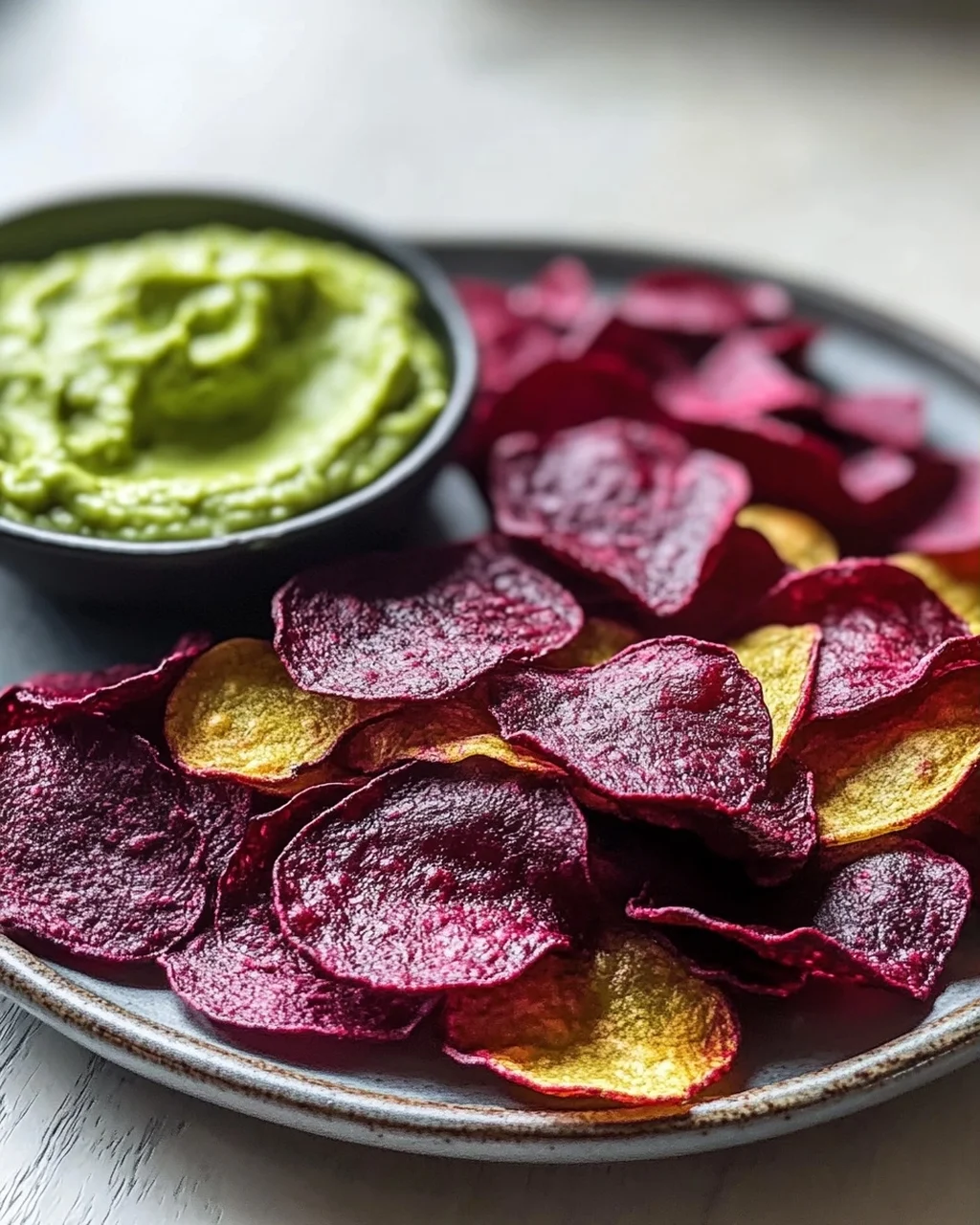 Crispy Rote Bete Chips mit Avocadocreme Dip – Gesund & Lecker!