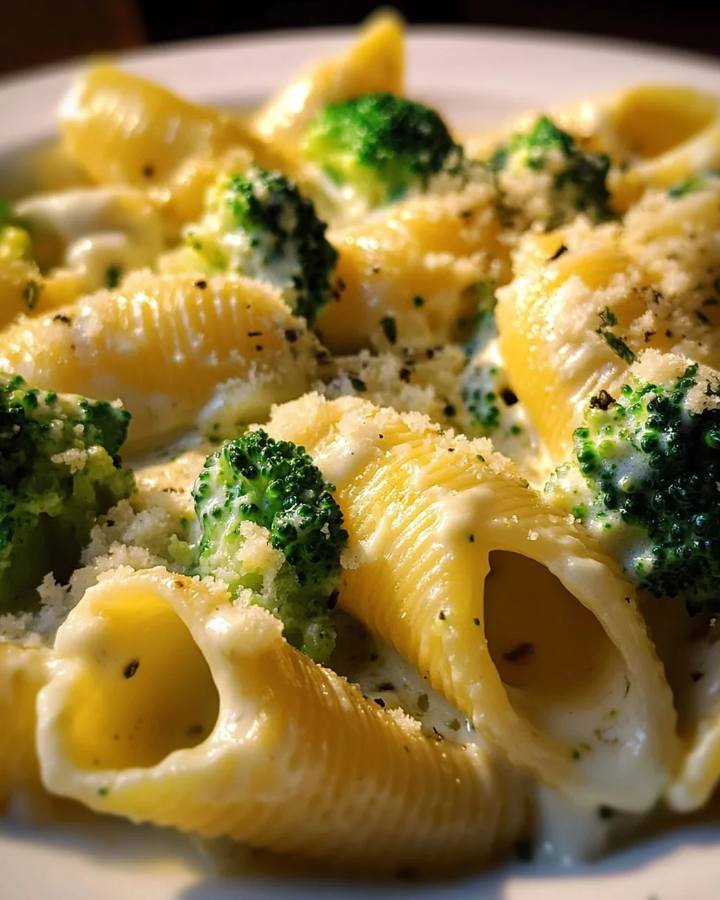 Gefüllte Muschelnudeln mit Brokkoli & Parmesan Alfredo