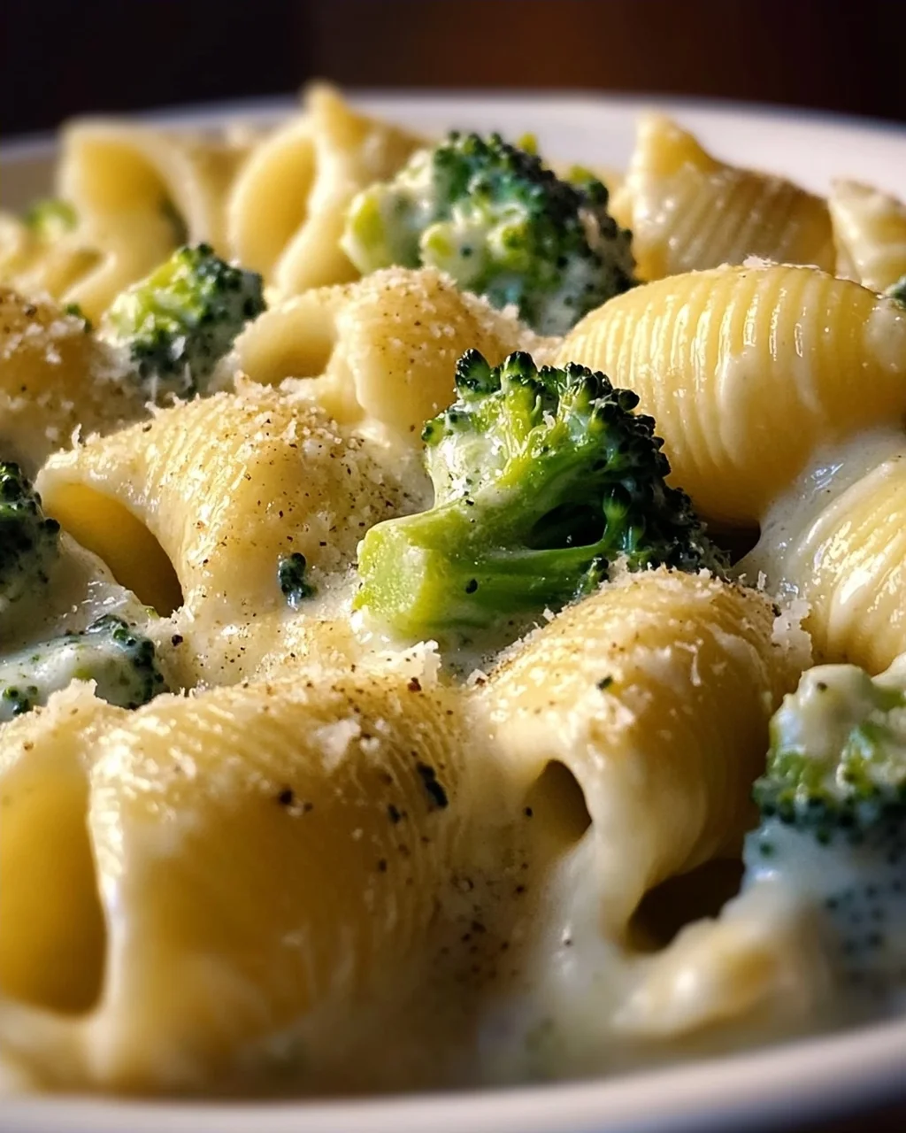 Gefüllte Muschelnudeln mit Brokkoli & Parmesan Alfredo