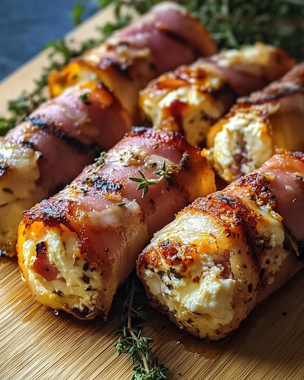 Gegrillte Feta-Schinkenröllchen