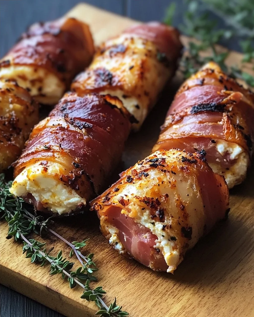 Gegrillte Feta-Schinkenröllchen