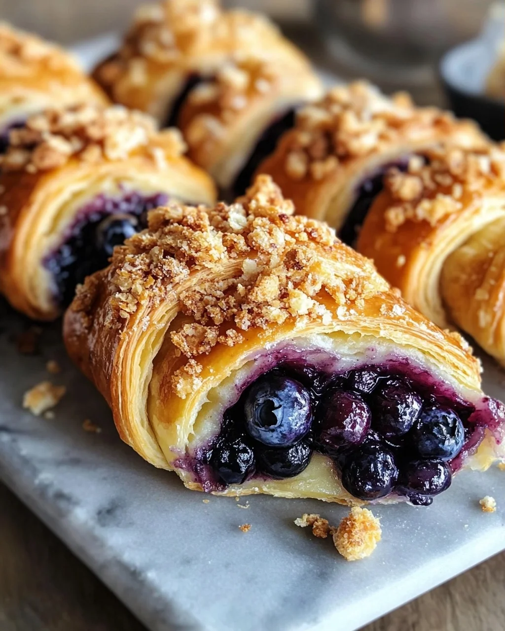 Kartoffelhörnchen mit Blaubeeren & Streuseln