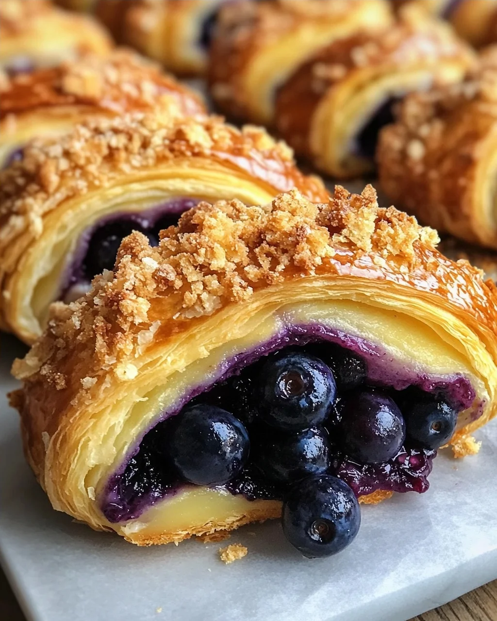 Kartoffelhörnchen mit Blaubeeren & Streuseln