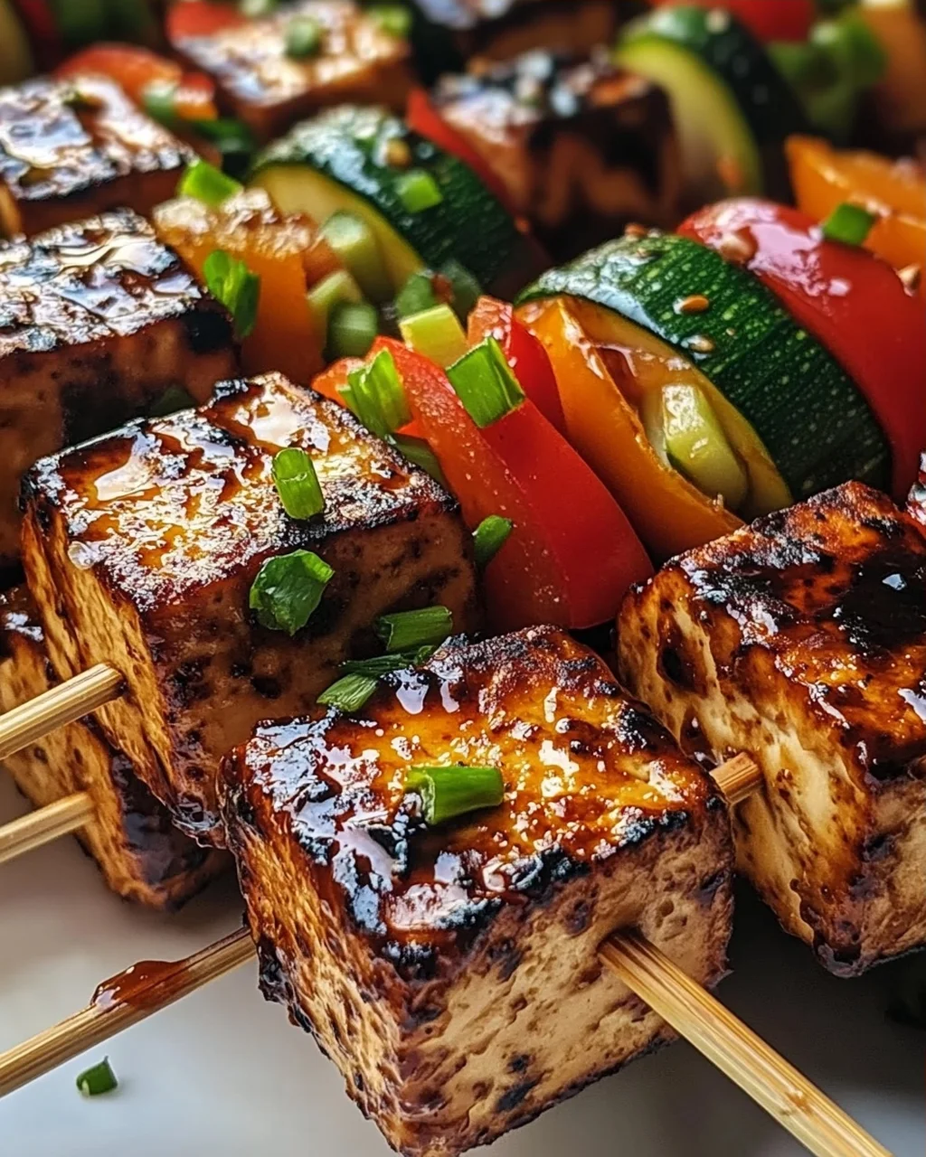 Knoblauch-Soja-Glasierte Tofu-Spieße