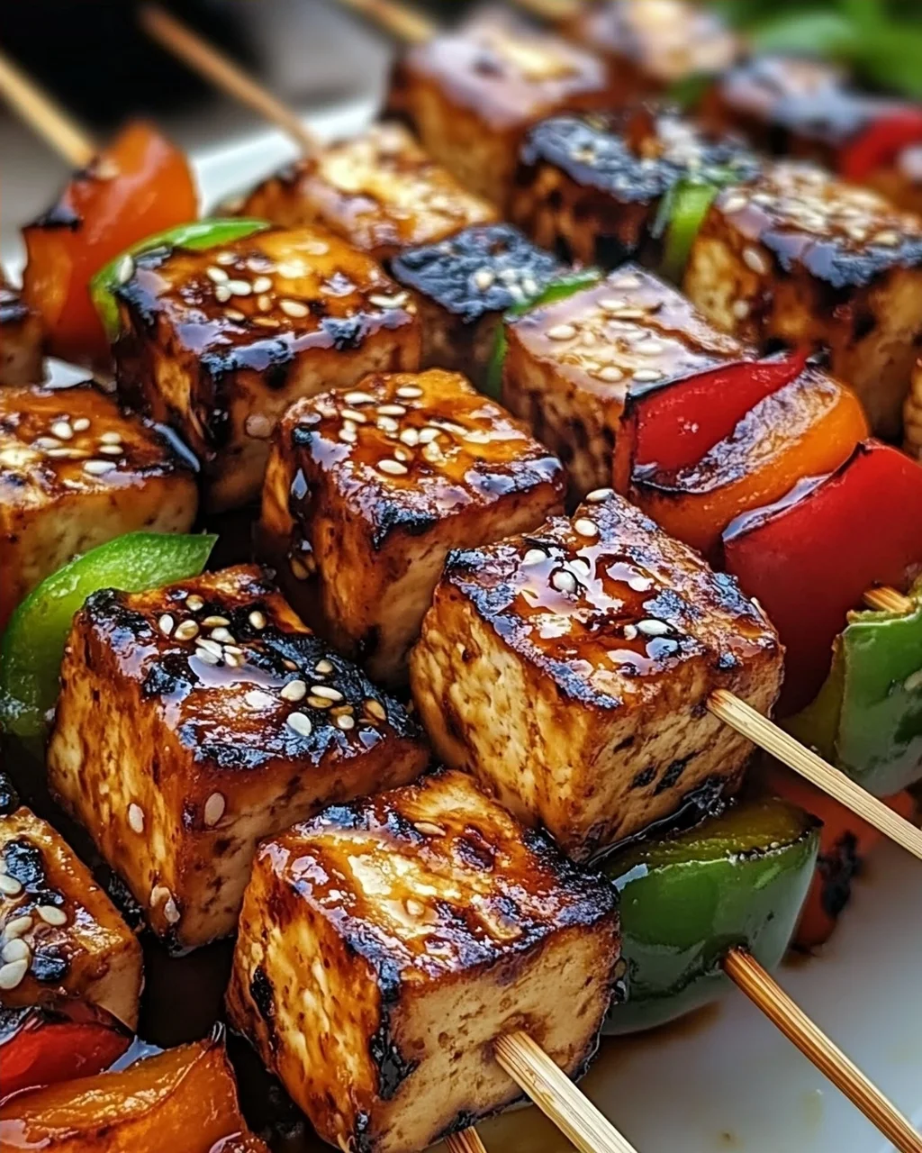 Knoblauch-Soja-Glasierte Tofu-Spieße