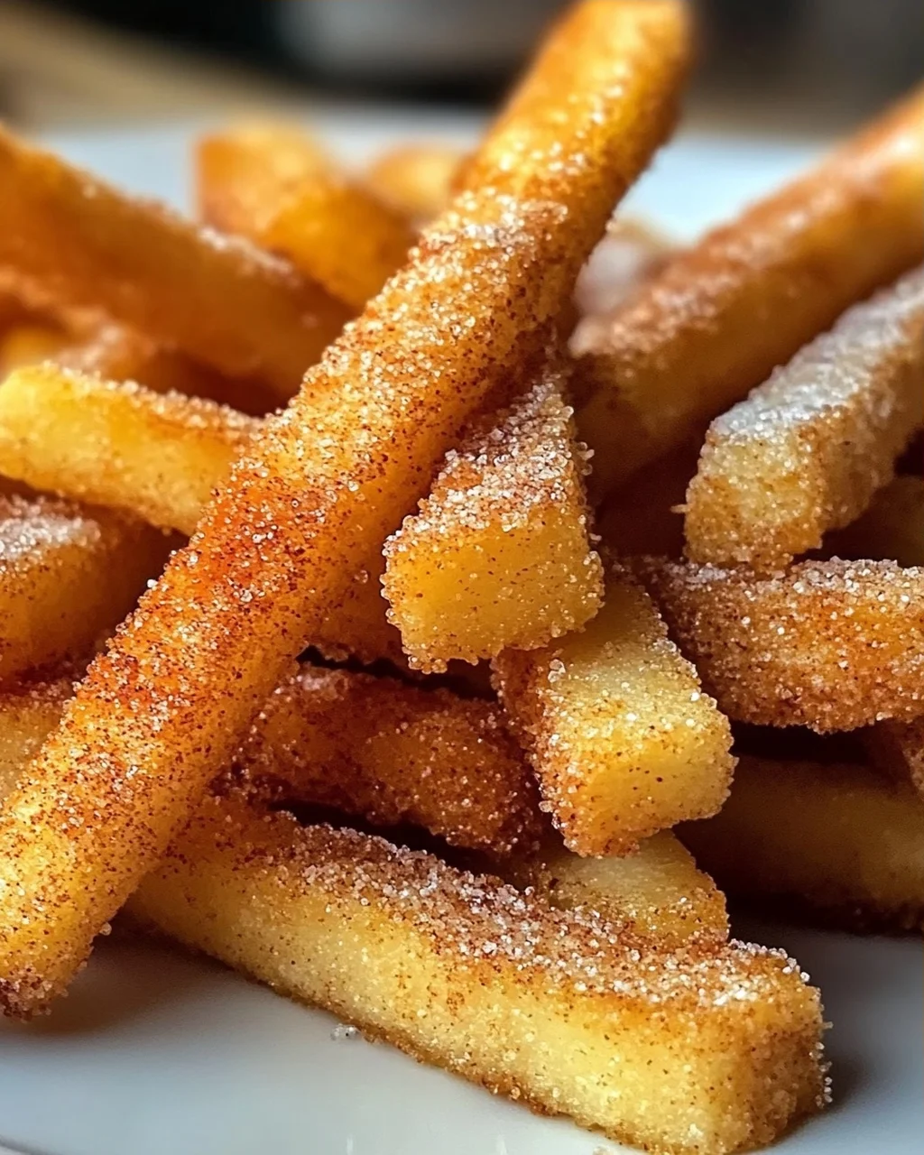 Knusprige Heißluftfritteuse Apfelpommes mit Zimt-Glück
