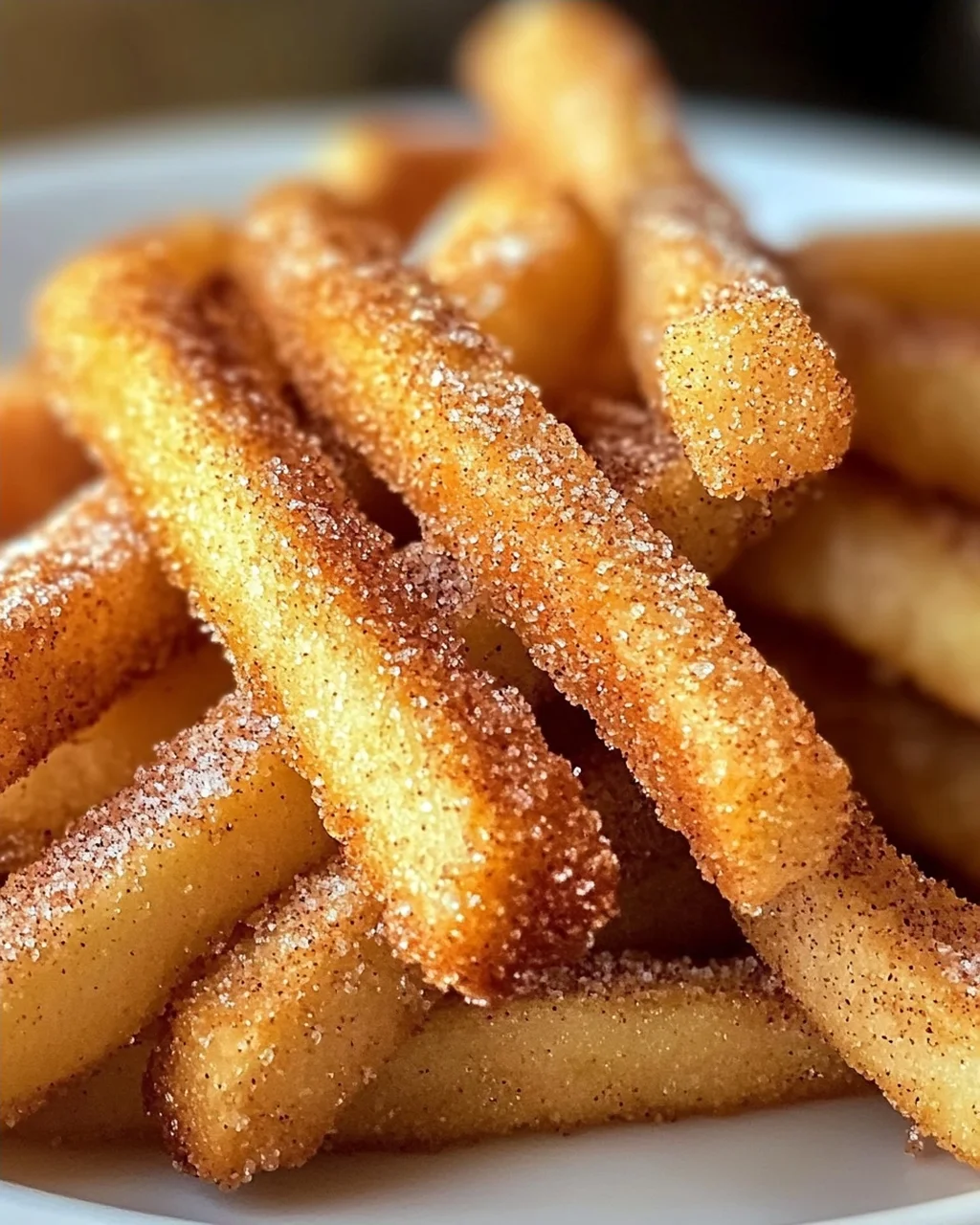 Knusprige Heißluftfritteuse Apfelpommes mit Zimt-Glück