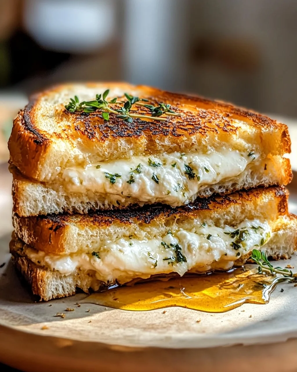 Köstliches Ziegenkäse-Grilled Cheese mit Honig Rezept