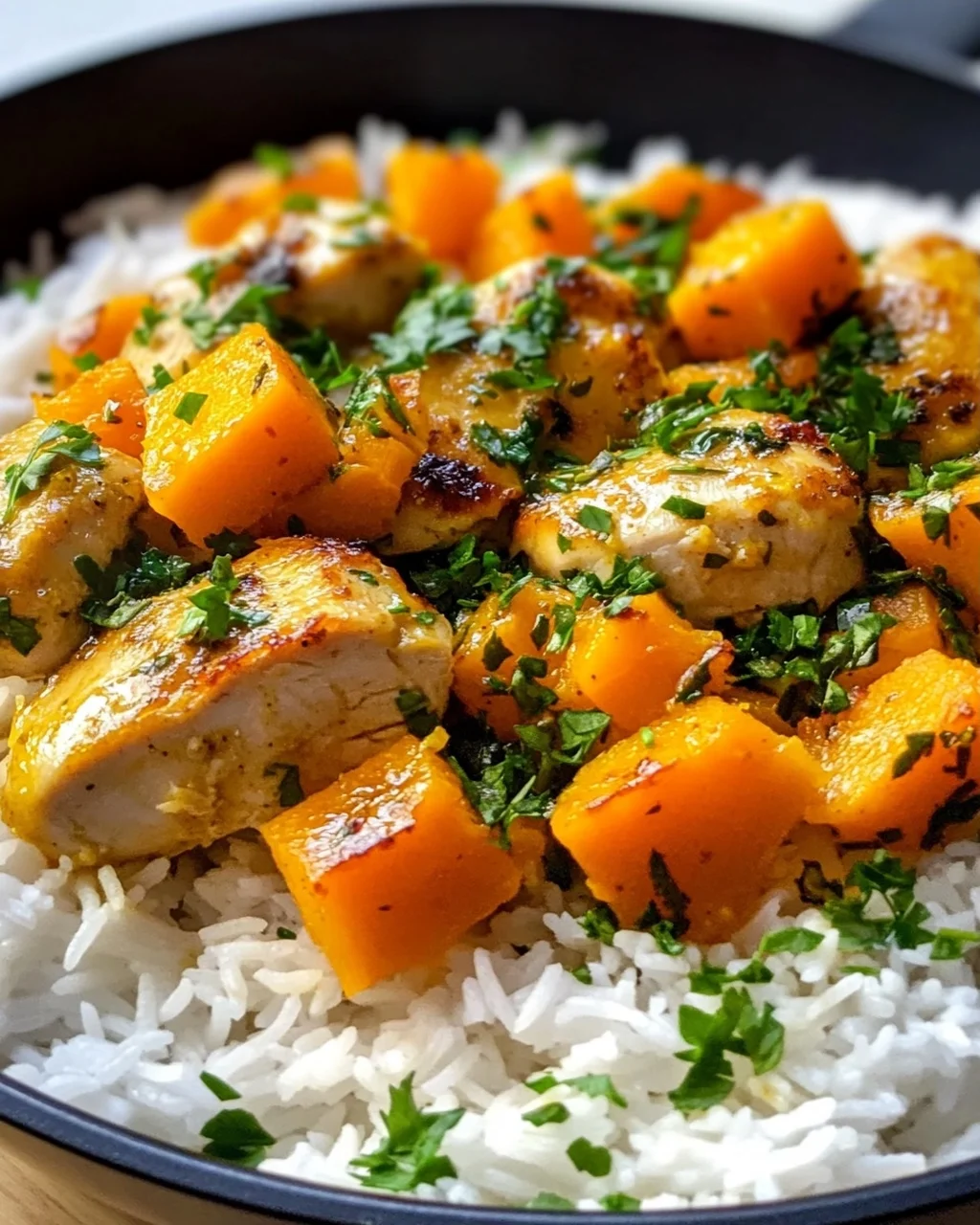 Mini Kürbis Hähnchen Pfanne mit Reis – Ideal für Meal Prep!