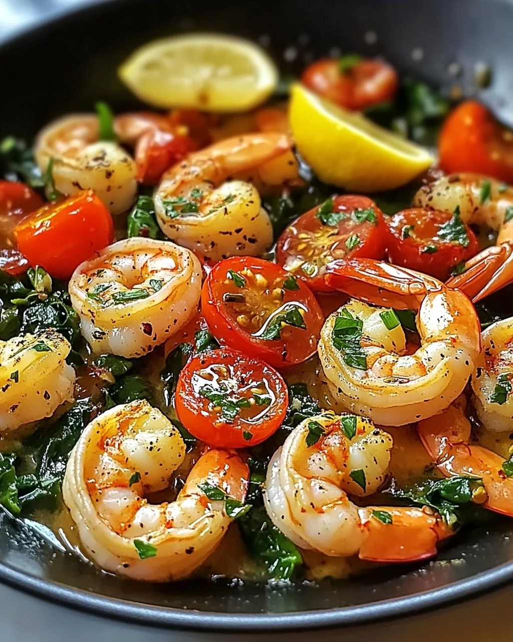 Mittelmeer Garnelen Pfanne mit Zitronen-Knoblauch-Sauce