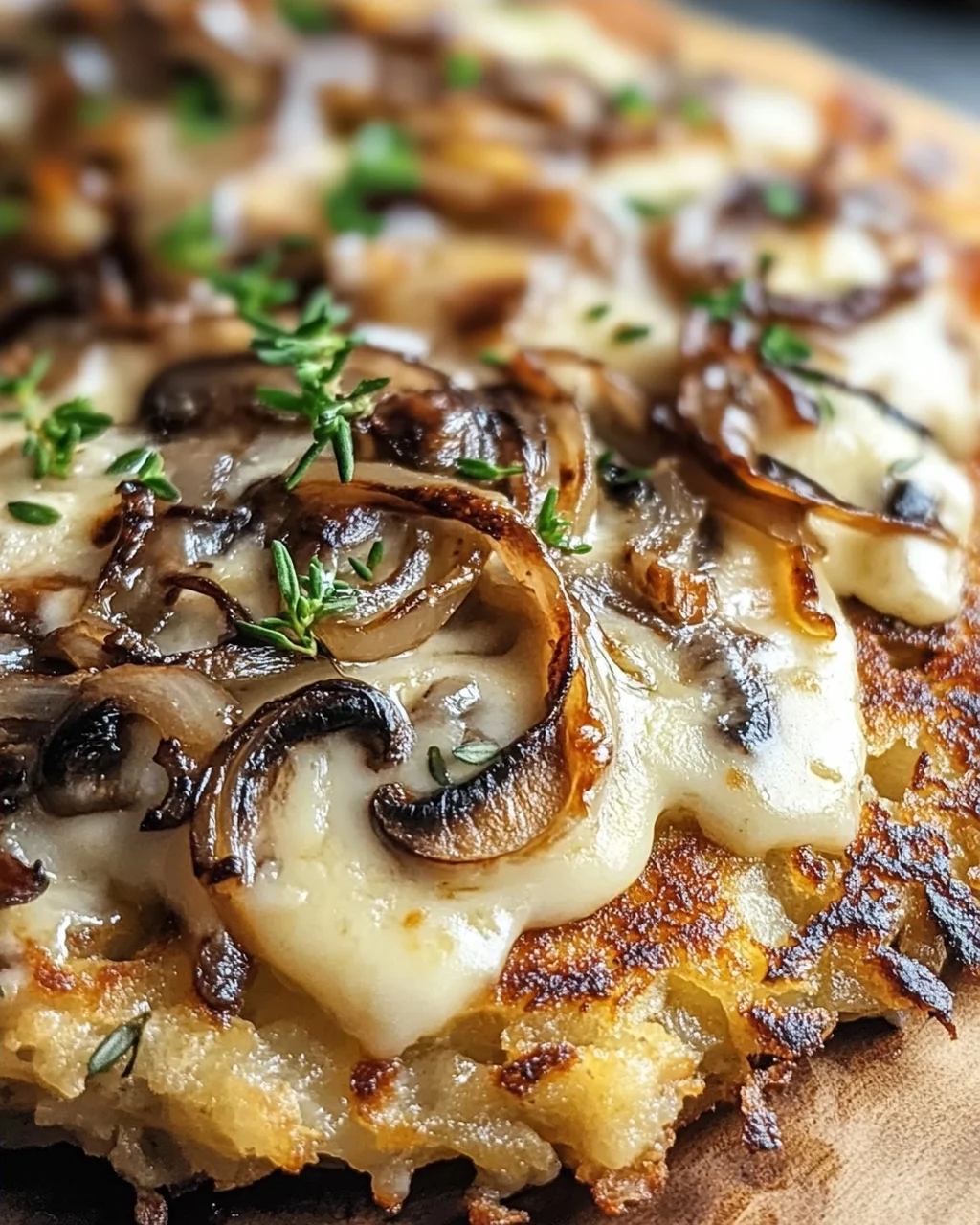 Mozzarella Rösti mit Zwiebel-Pilzrahmsoße