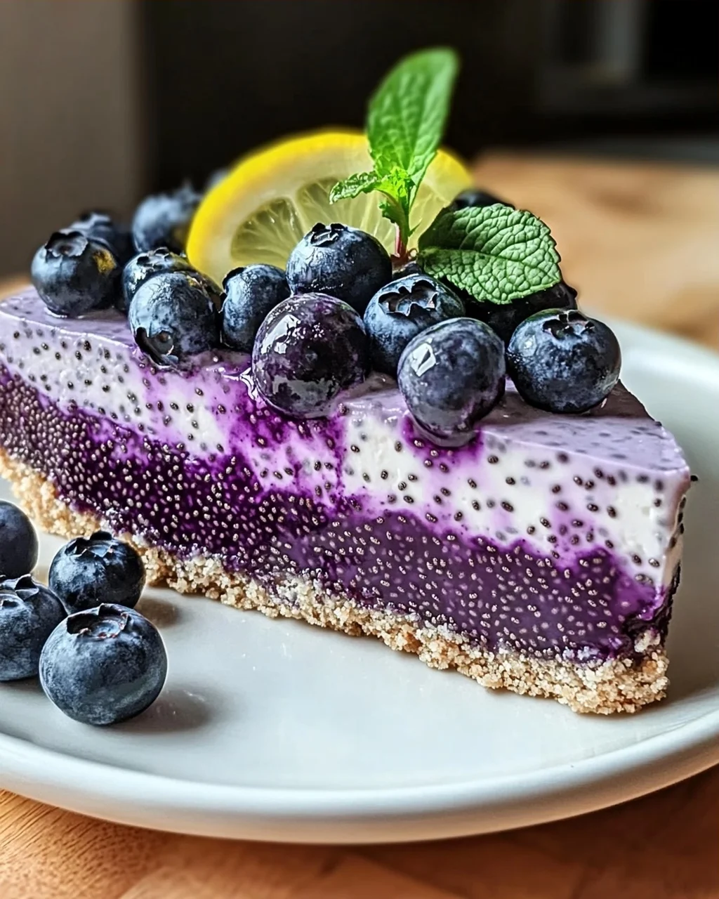 No-Bake Heidelbeer-Chia-Samen-Torte für heiße Tage