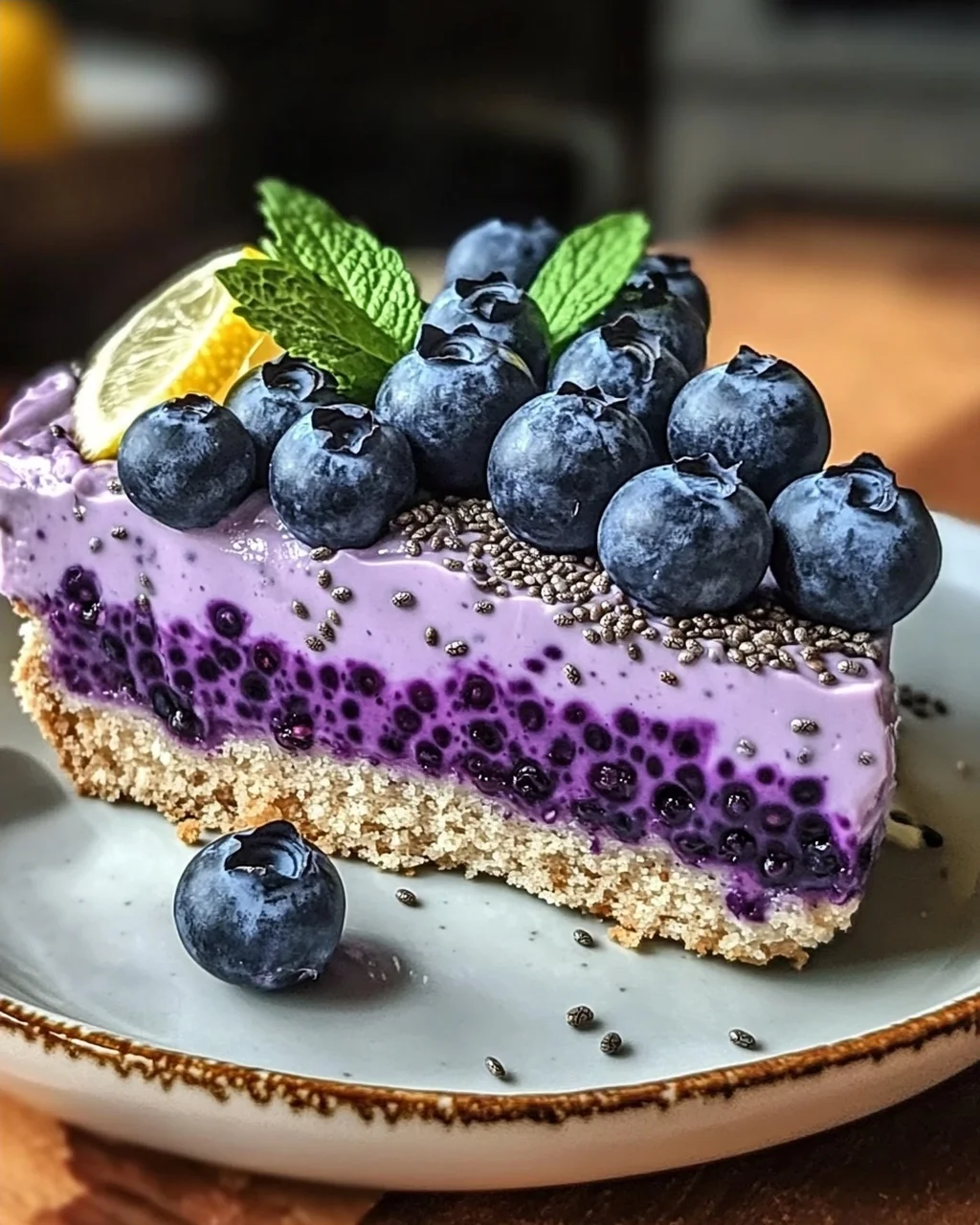 No-Bake Heidelbeer-Chia-Samen-Torte für heiße Tage