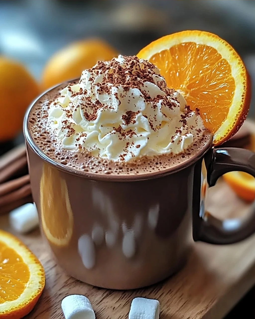Orange heiße Schokolade für kalte Tage genießen