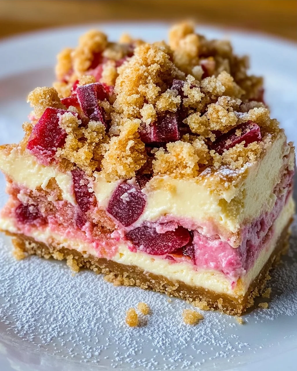 Rhabarber-Cheesecake mit Streuseln - Rhabarber Käsekuchen