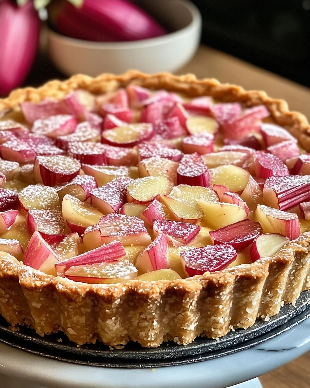 Rhabarber Tarte mit Mandelcreme - Rhabarber Frangipane Tarte