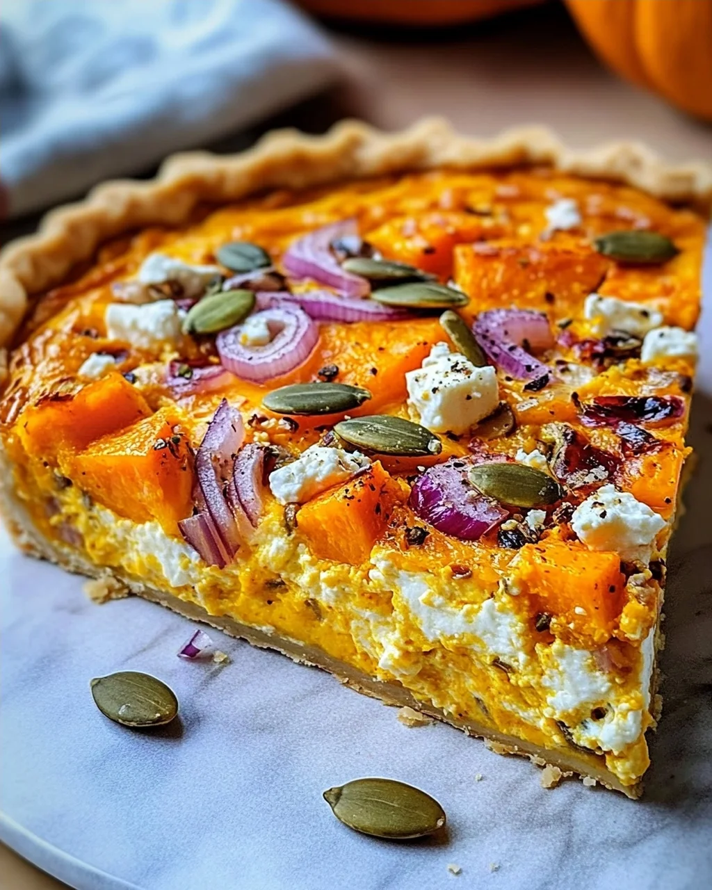 Saftige Kürbis-Quiche mit Feta