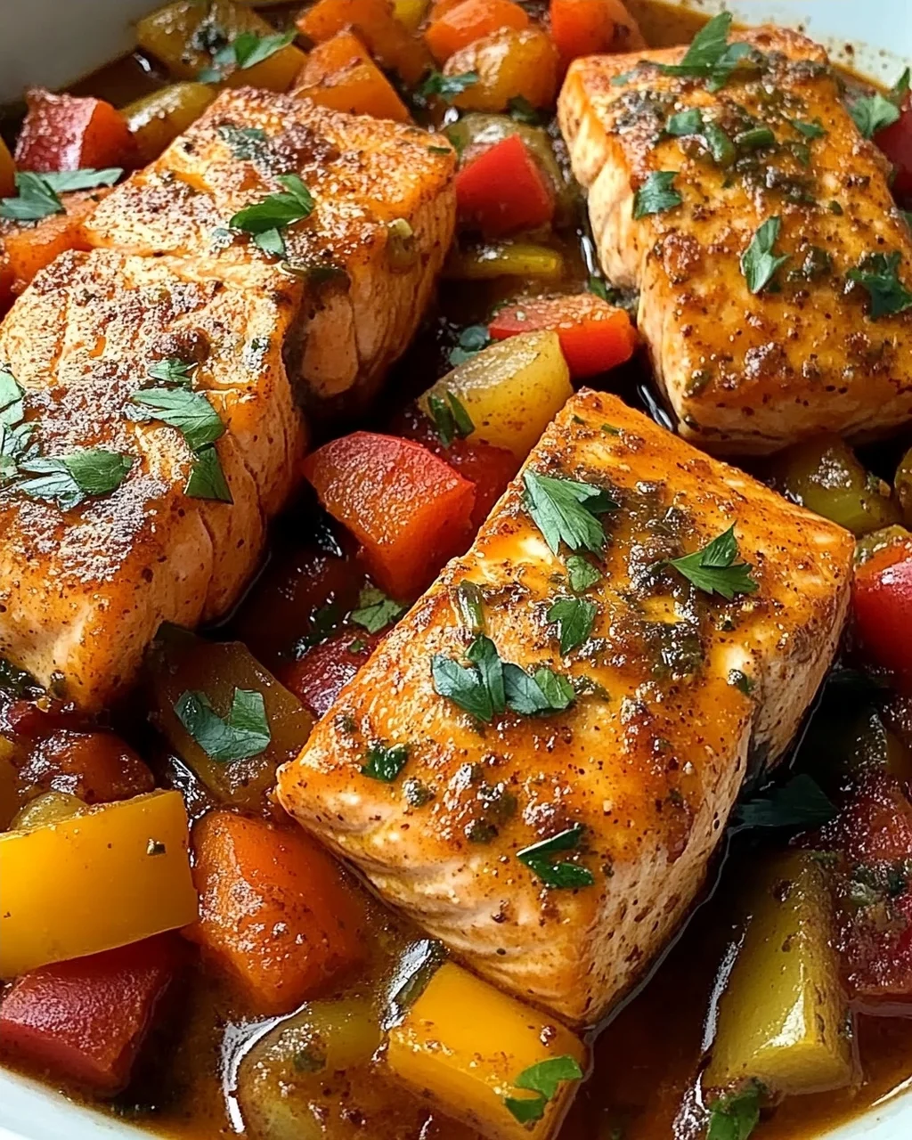 Scharfer marokkanischer Fisch in reicher Sauce