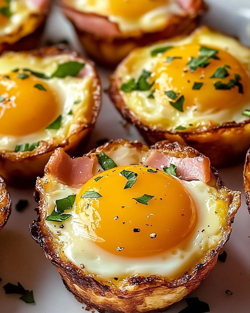 Schinken und Käse Eierbecher für schnelles Frühstück