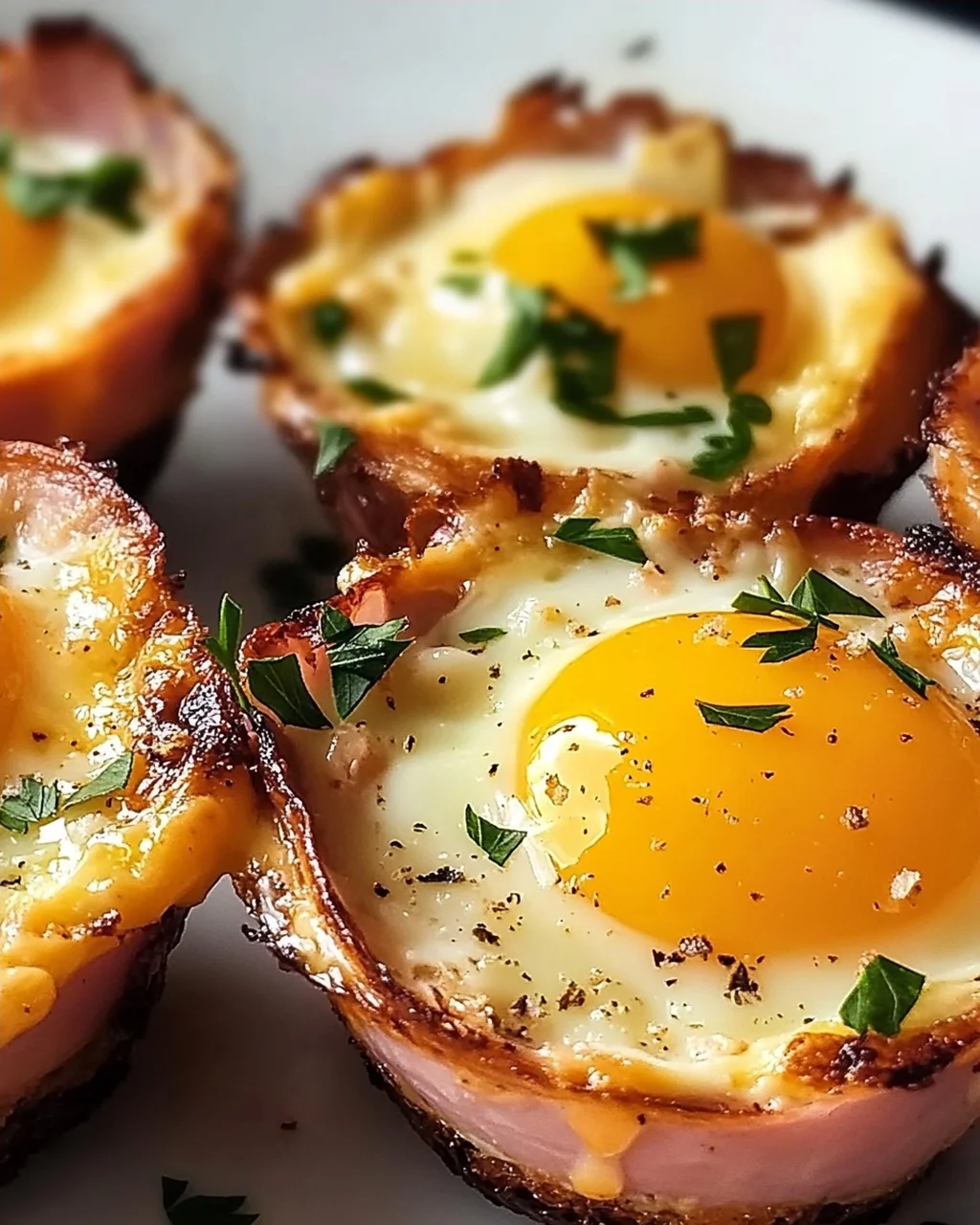 Schinken und Käse Eierbecher für schnelles Frühstück