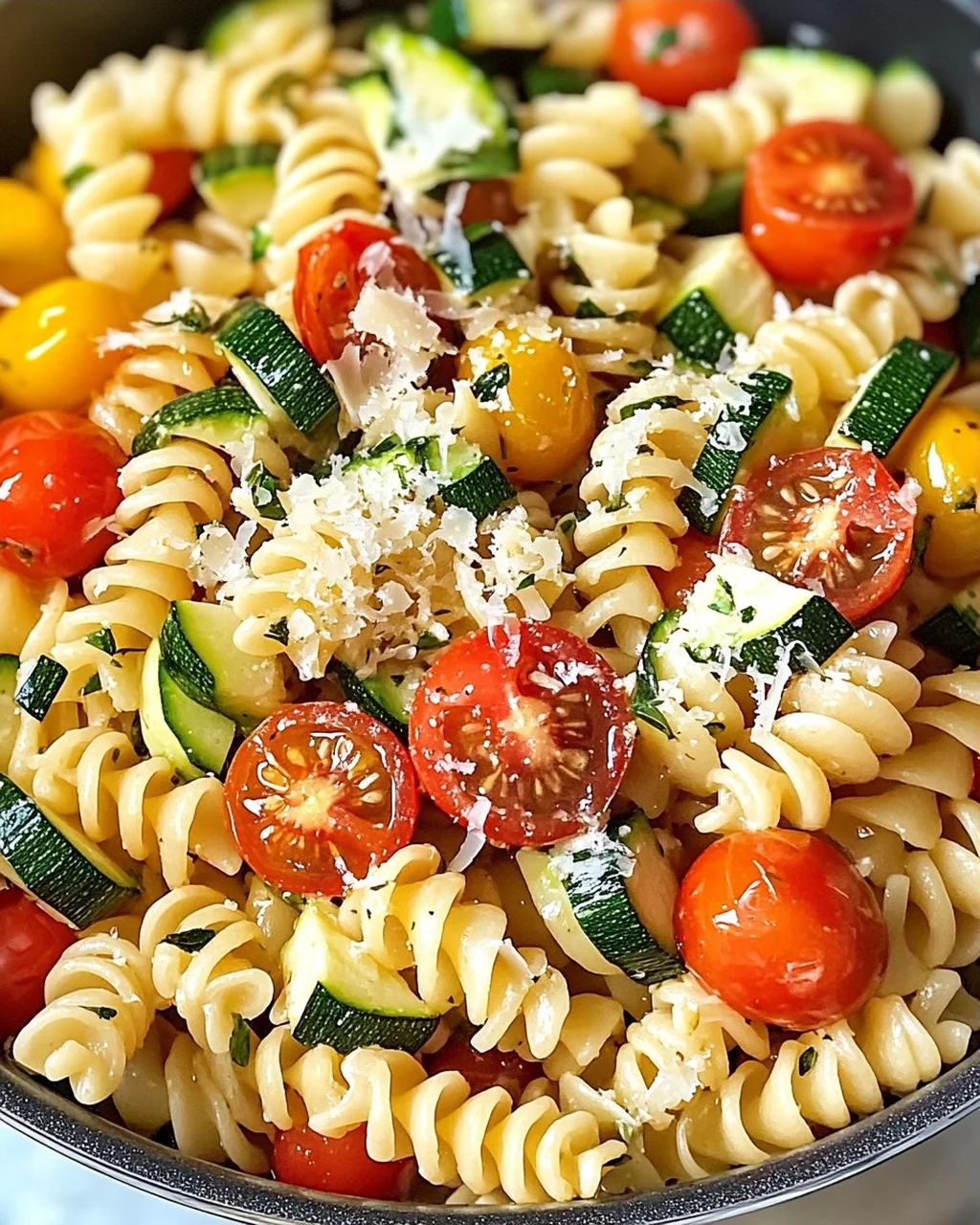 Schnelle Tomaten-Zucchini-Pasta für jeden Tag