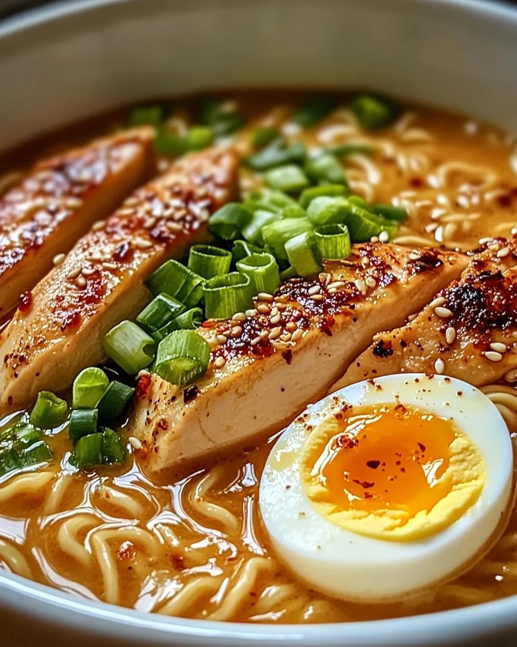 Spicy Chicken Ramen with Creamy Garlic Sauce