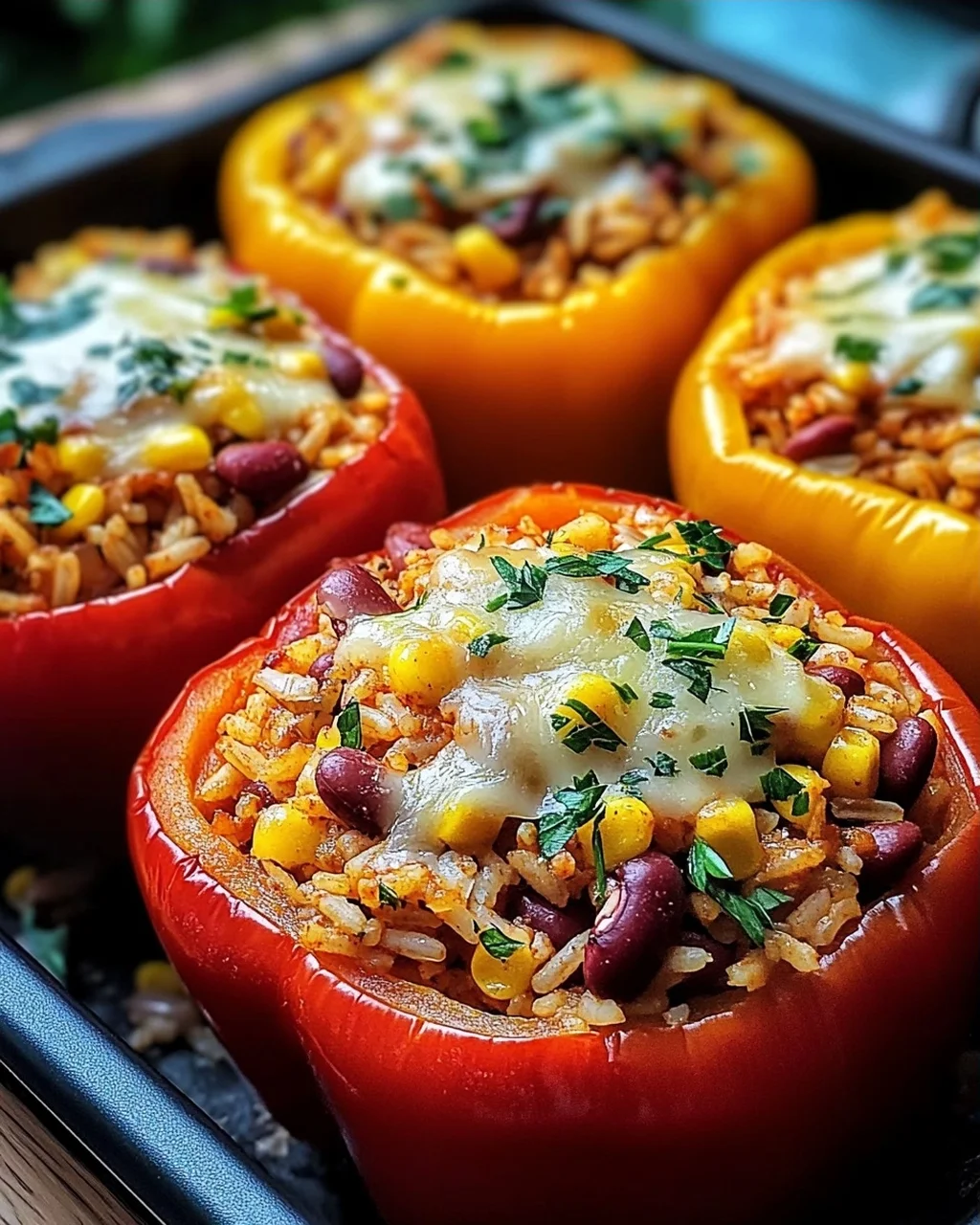 Vegetarische Gefüllte Paprika mit Reis