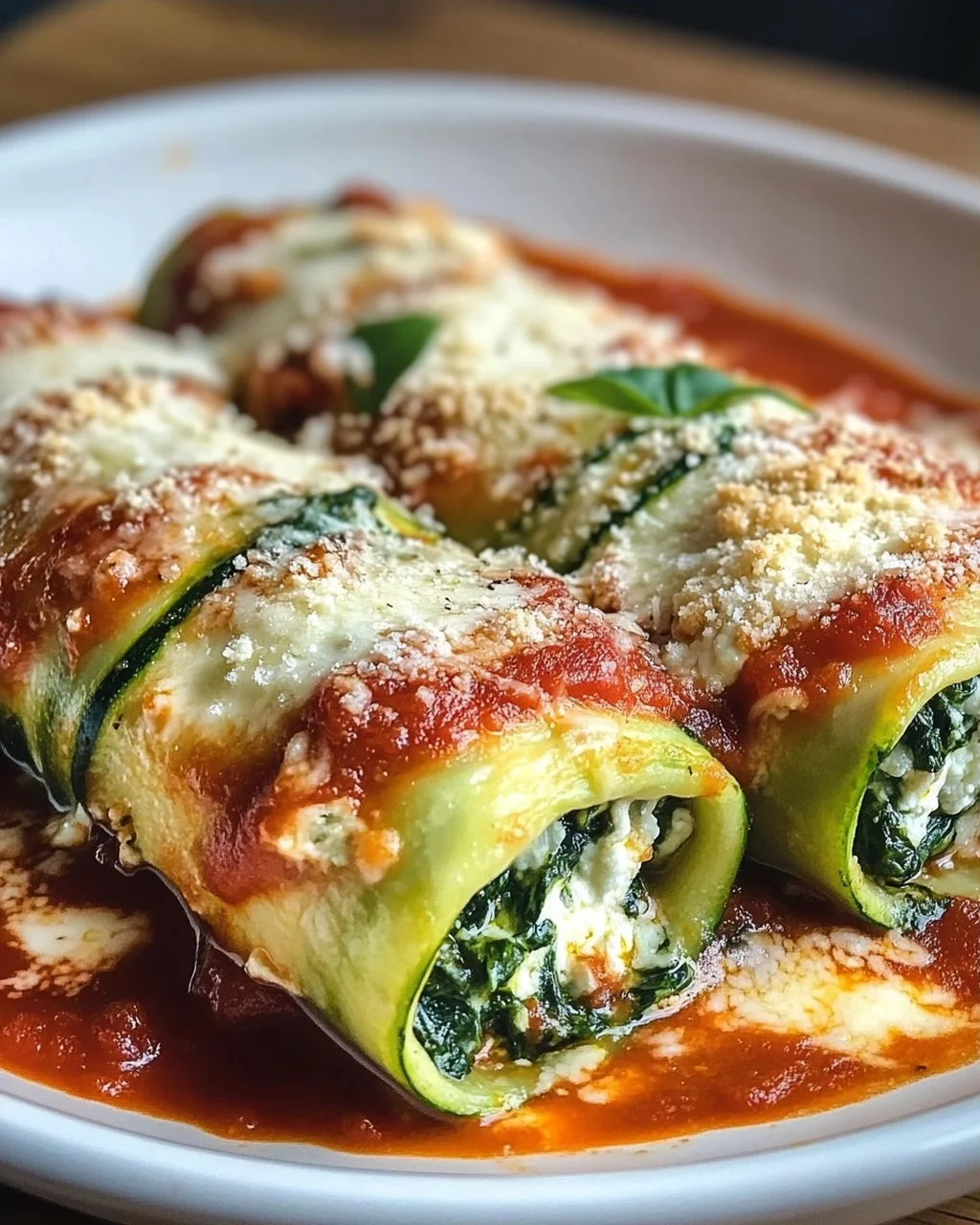 Zucchini-Cannelloni mit Ricotta-Spinat-Füllung
