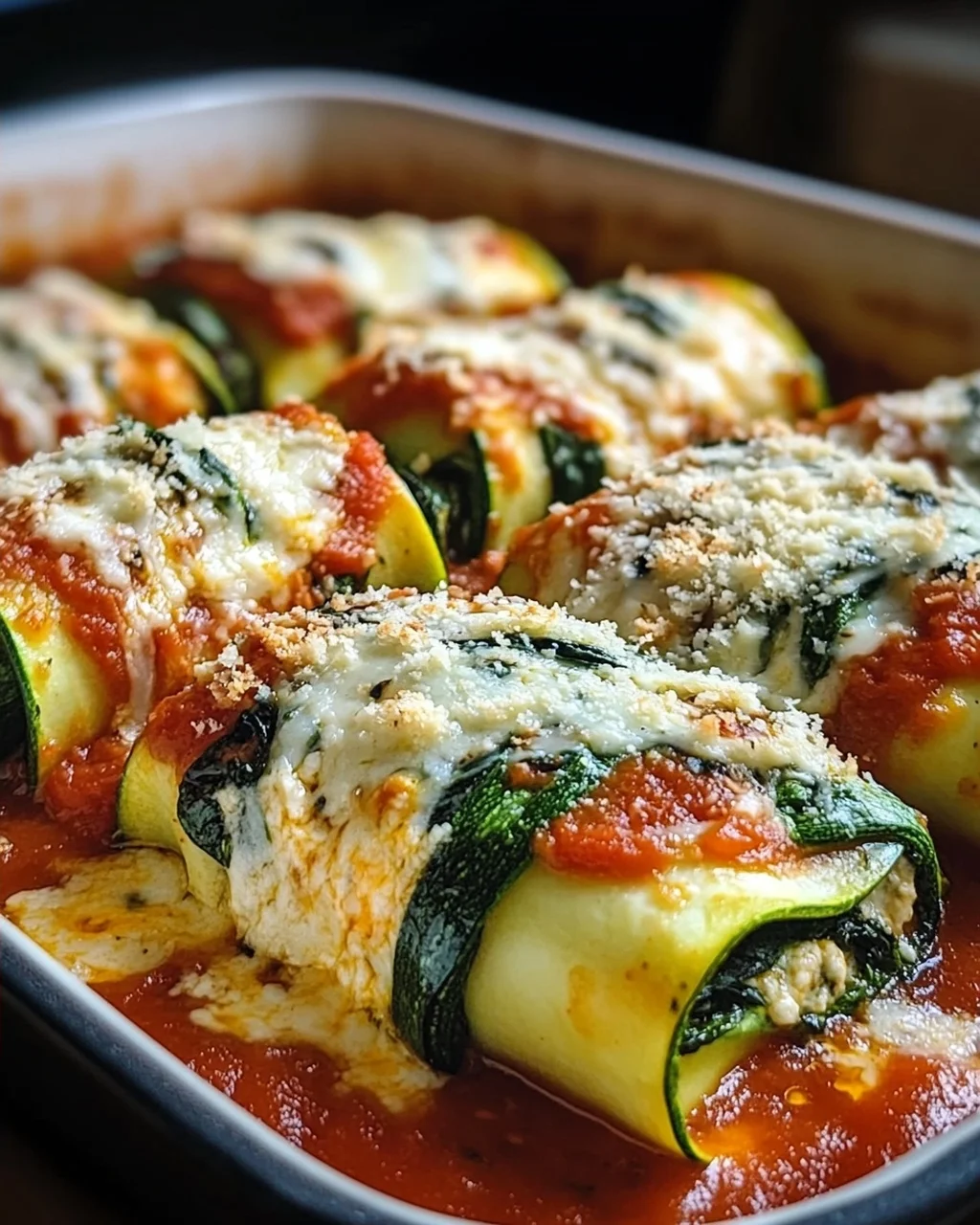 Zucchini-Cannelloni mit Ricotta-Spinat-Füllung